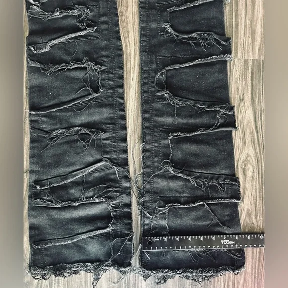 Rockstar Originals Jean Mens 34x46 Black Bootcut Flared Distressed Detailing - Picture 11 of 13